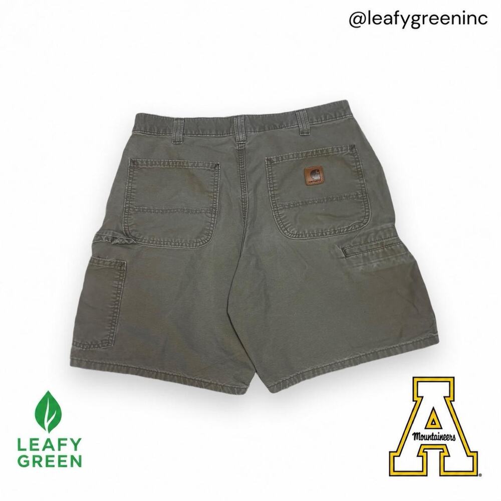 Carhartt B144 LBR MOS Green Carpenter Duck Canvas Jorts Shorts us sz 30x7 VTG 90